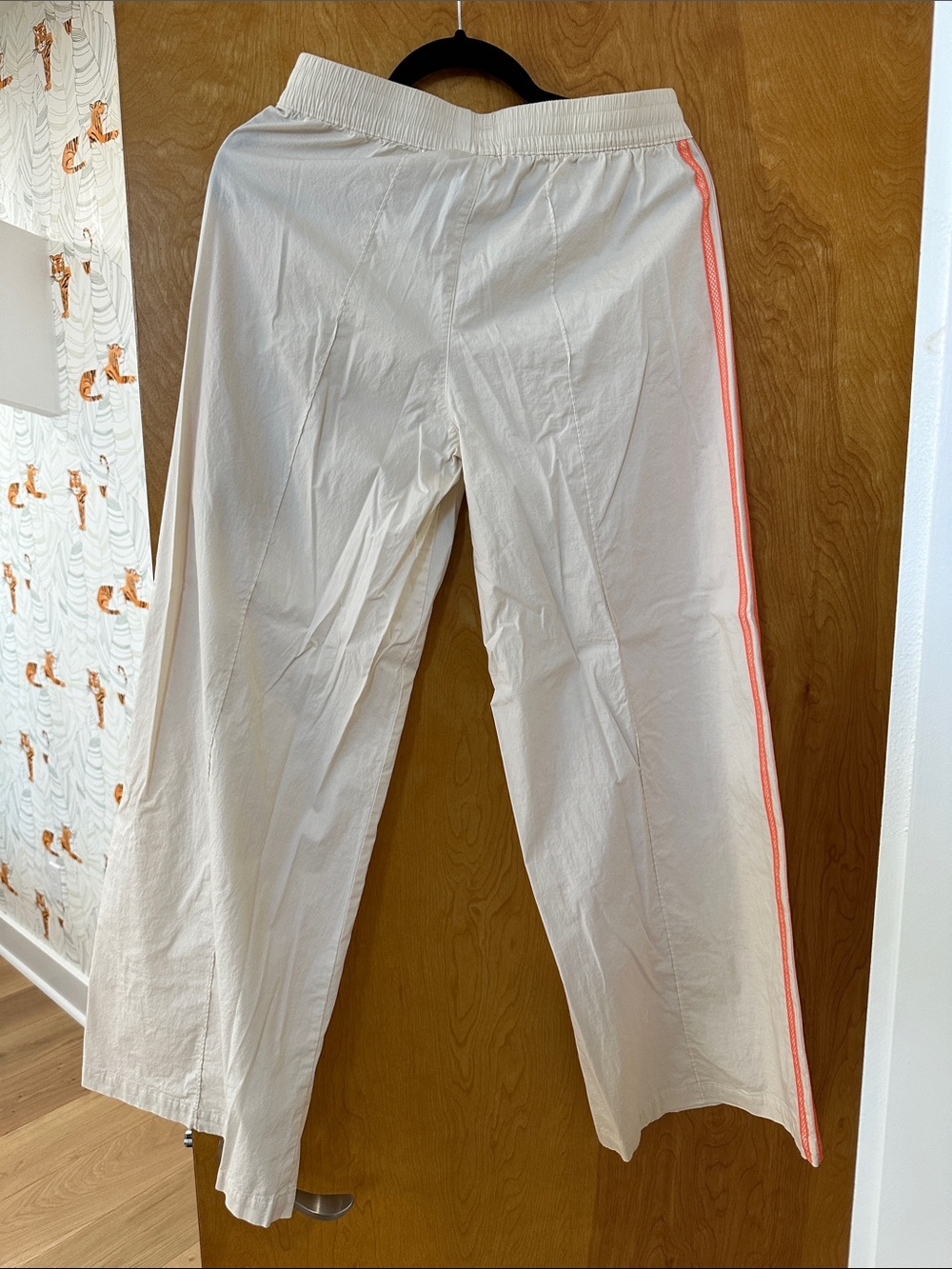 adidas Cream Two-Piece Top and Pants Set with Coral Stripes - Picture 3 of 4